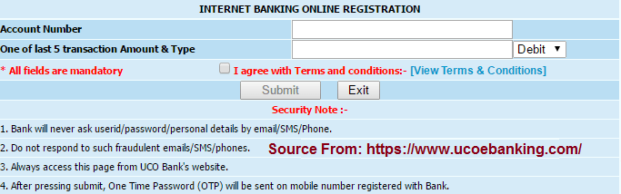 uco e form banking Banking Registration Net UCO Bank at ucoebanking.com Online