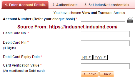 IndusInd Net Banking Online Registration at indusnet.indusind.com