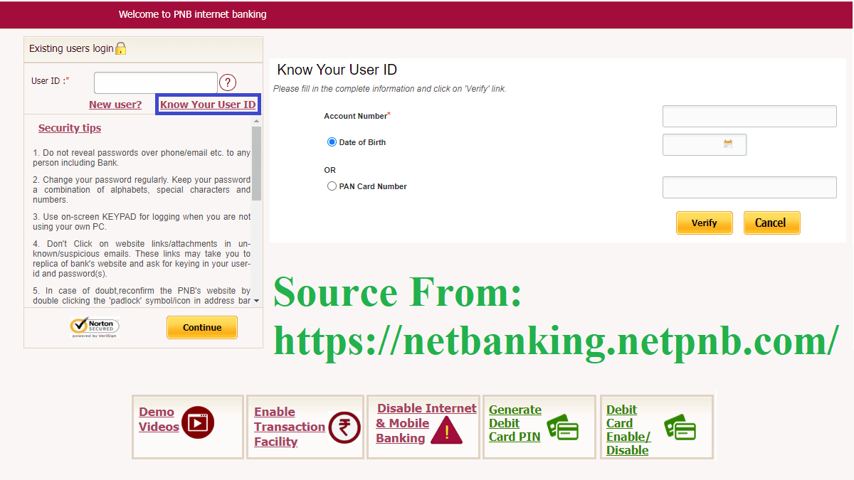 what is my user id in pnb net banking